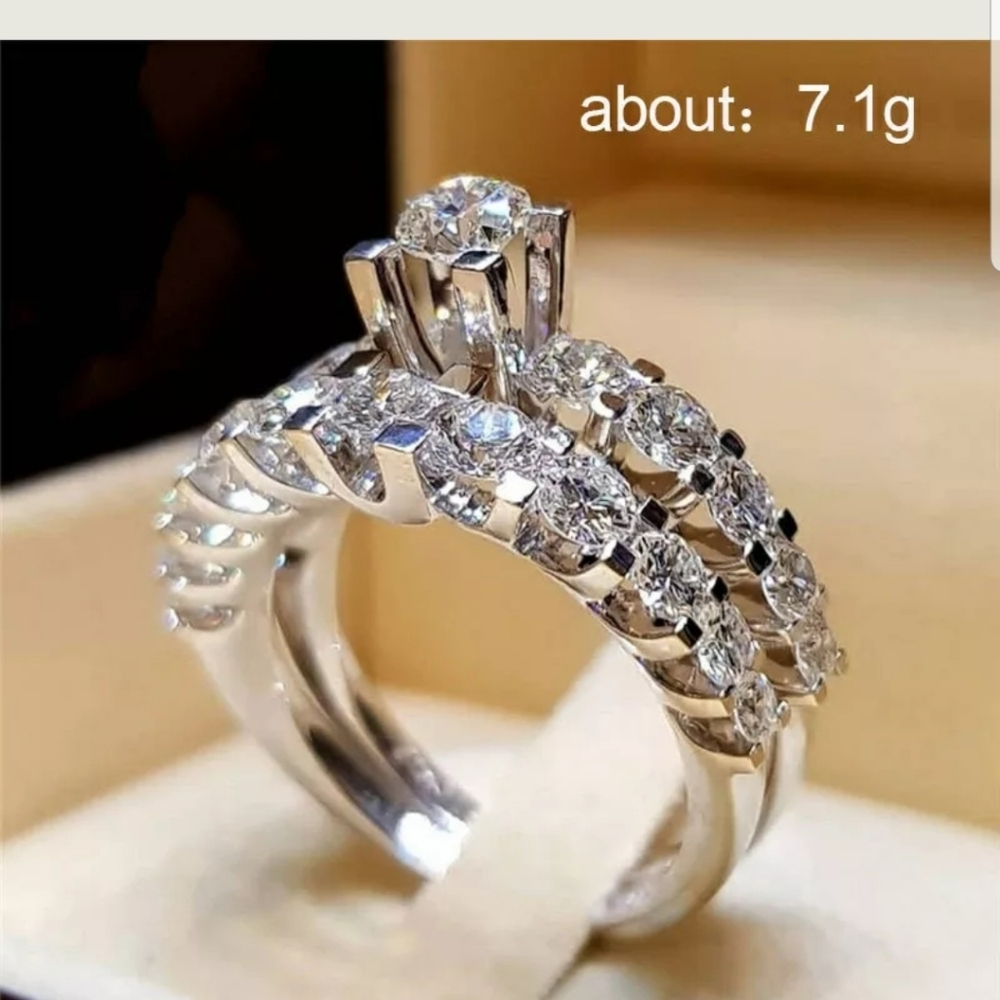 New Gorgeous women silver 925 white sapphire ring - Picture 1 of 2